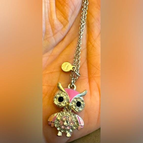 ❤️NWOT❤️SILVER OWL NECKLACE❤️GIRLS/WOMENS❤️PINK & CLEAR CRYSTALS❤️ - Picture 3 of 6